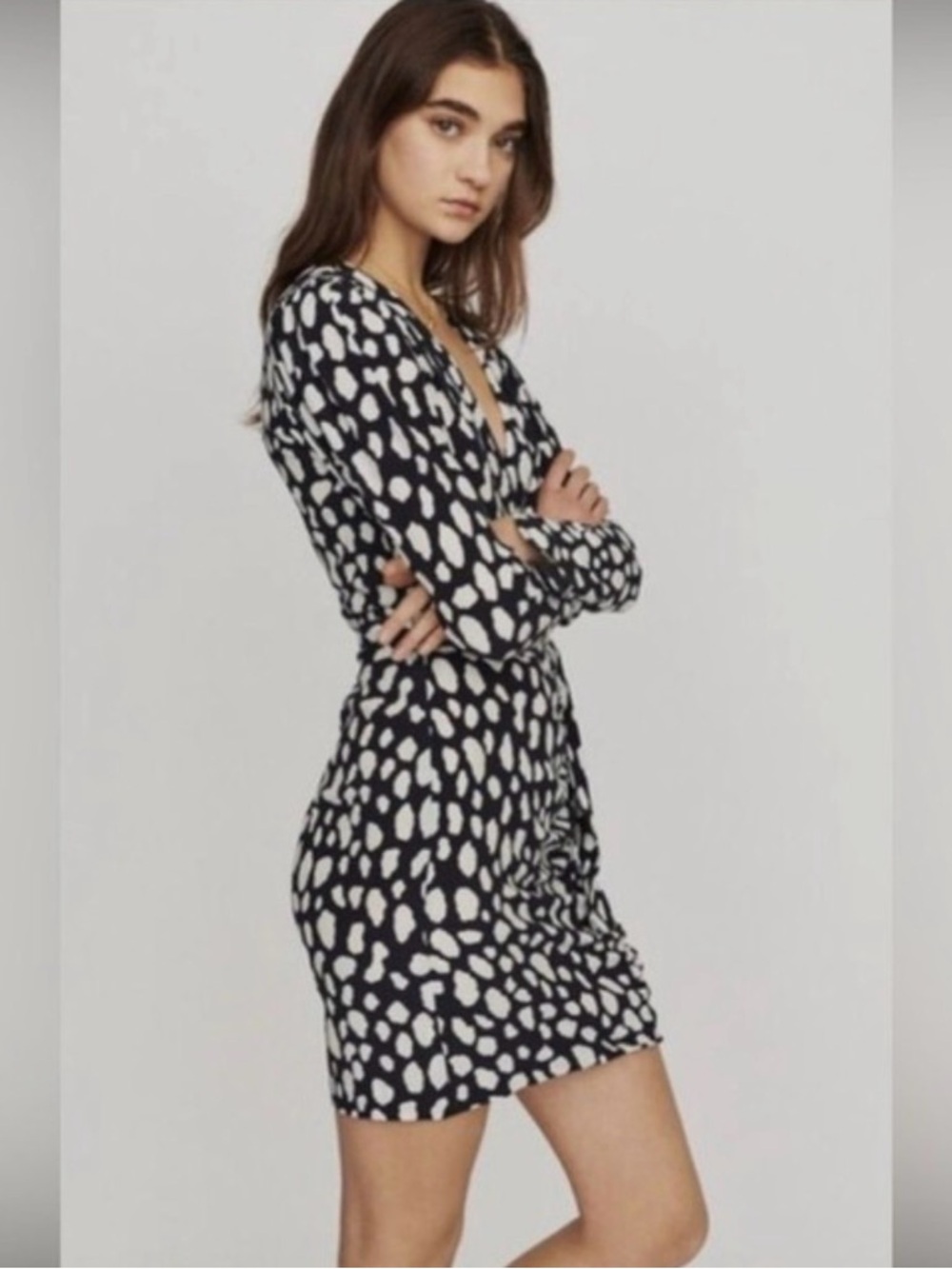 ♥️ Maie Rosima Imprime  Spot Print Long-Sleeve  Mini Dress